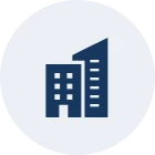 Simple cityscape symbol in blue