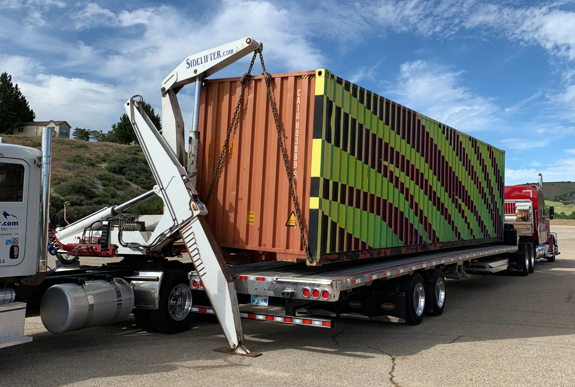 Colorful shipping container transport scene